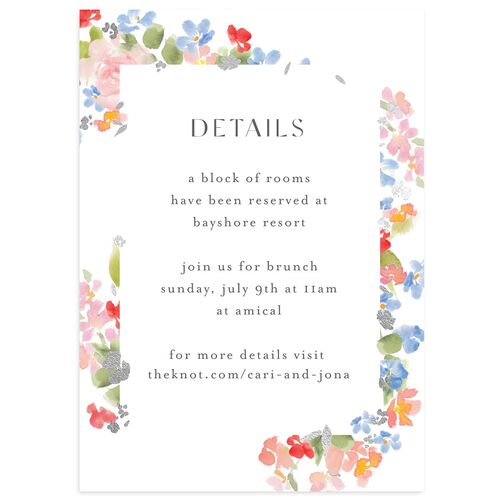 Scattered Blossoms Wedding Enclosure Cards Silver Pastel Blue Double thick