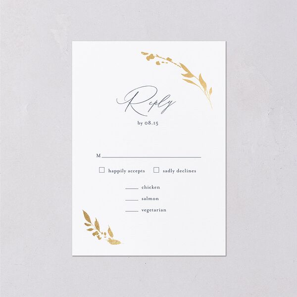 Stefana Crowns Wedding Response Cards Gold Moody Blue Signature Standard