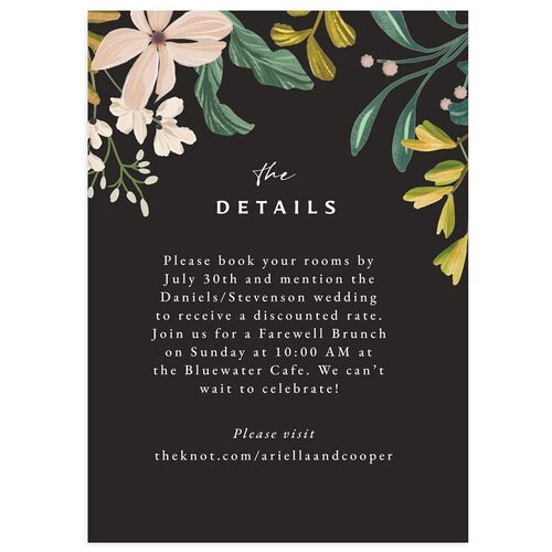 Vintage Garden Wedding Event Detail Cards Licorice Signature