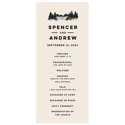 Adventure Icon Wedding Programs Charcoal Signature