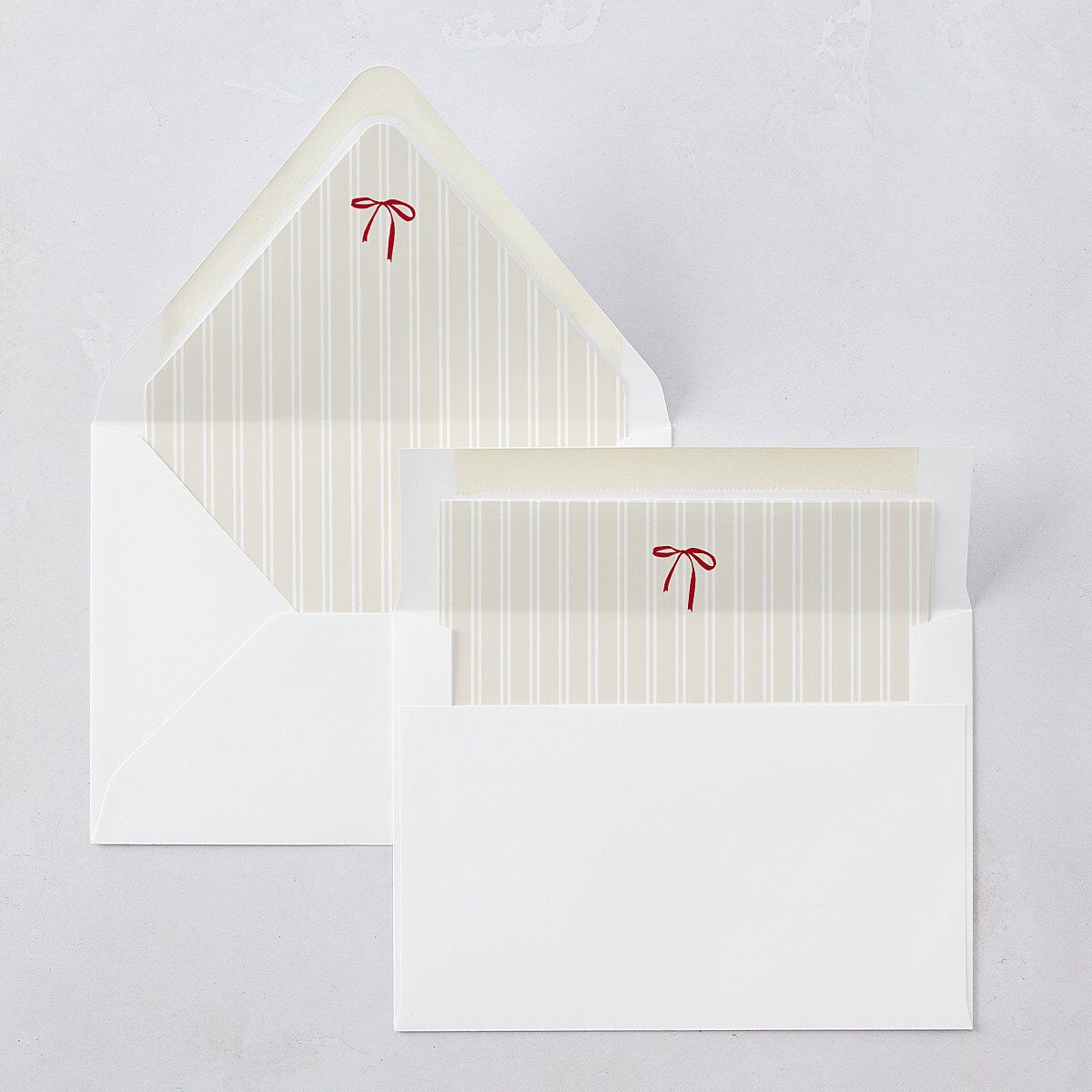 Our Greatest Gift Minimalist Bow Baby Announcement Euro Envelope Liners Cream Luxe