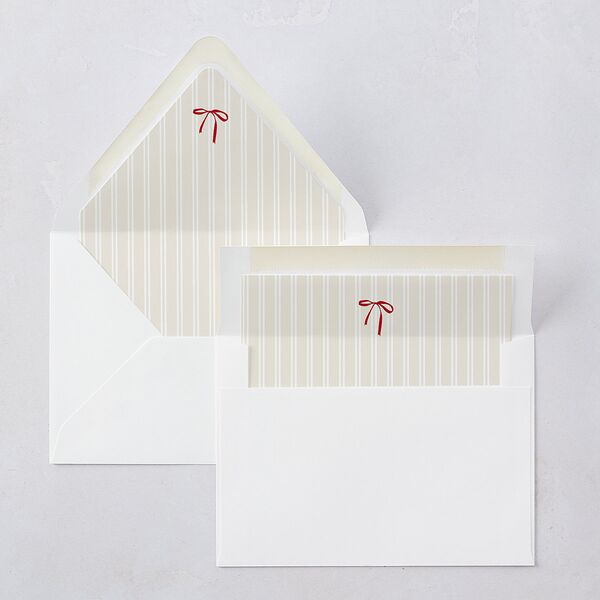 Our Greatest Gift Minimalist Bow Baby Announcement Euro Envelope Liners Cream Luxe