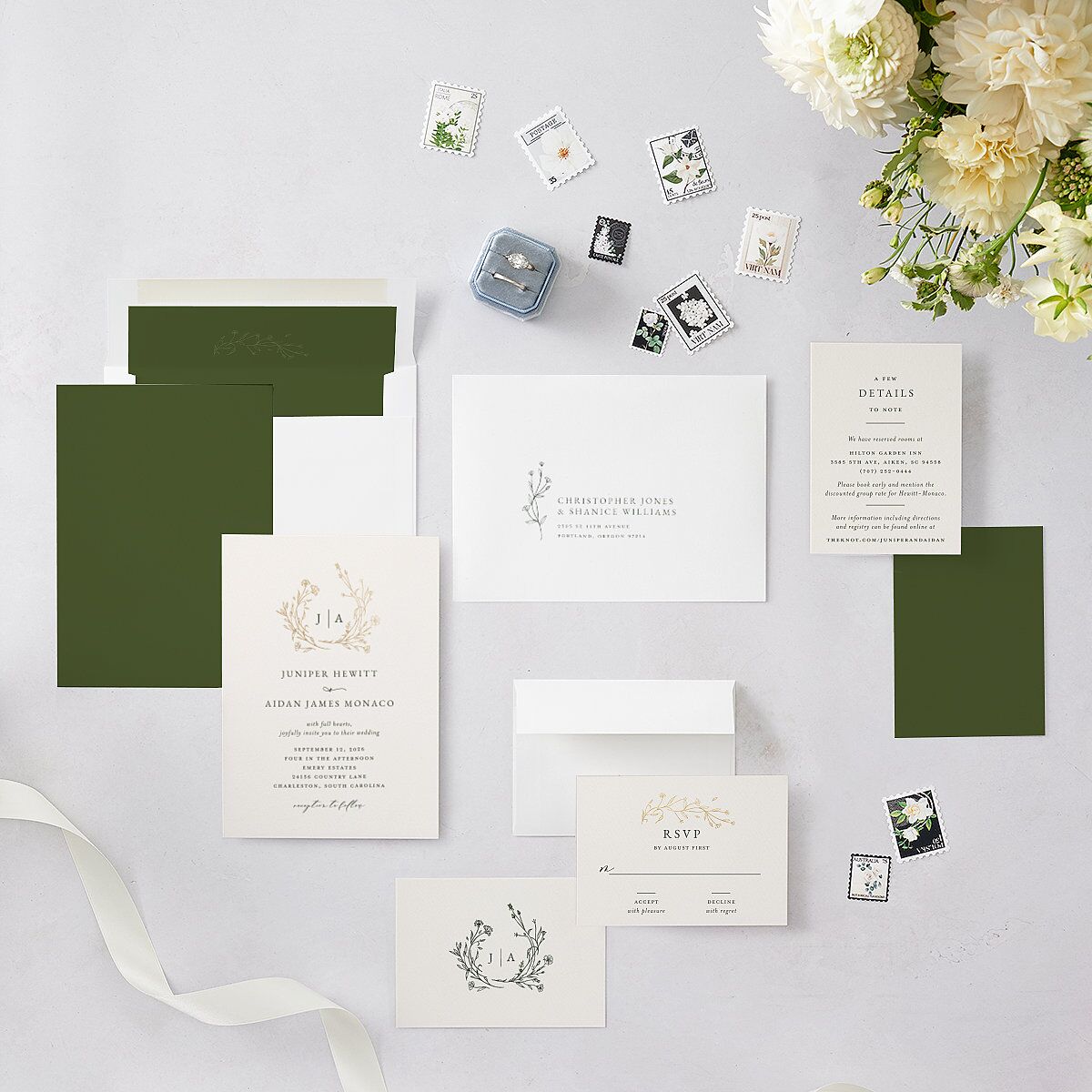 Gilded Monogram Wedding Invitations — view 5