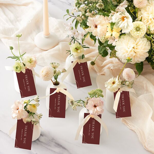 Photo Flourish Favor Gift Tags Burgundy Signature