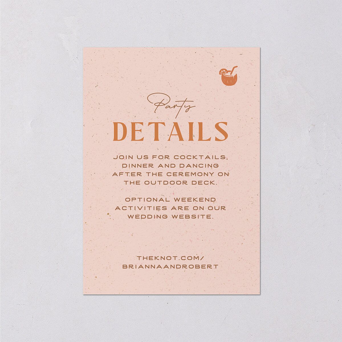 Beach Party Wedding Enclosure Cards Pink Cotton Signature Standard