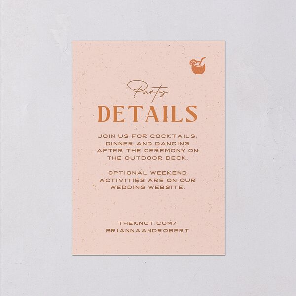 Beach Party Wedding Enclosure Cards Pink Cotton Signature Standard