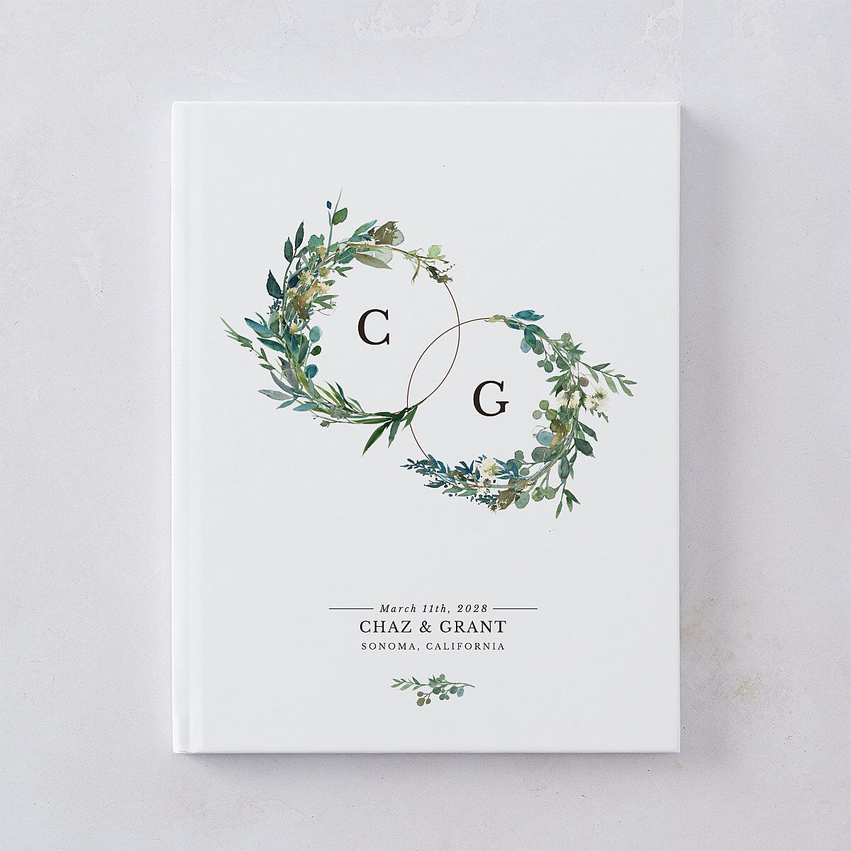 Leafy Hoops Wedding Guest Book — view 1
