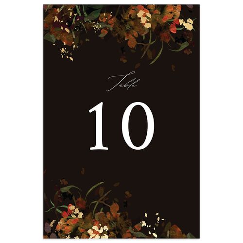 Midnight Floral Table Numbers Gold Licorice Signature