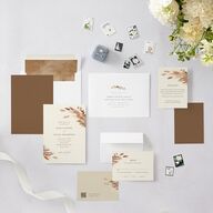 Soft Pampas Botanical Wedding Invitations Sepia Signature Blank No Standard