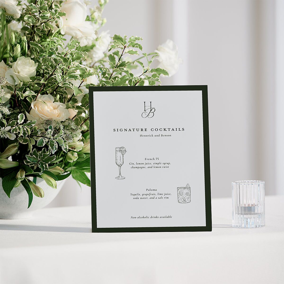 Refined Monogram Bar Bended Tabletop Sign X-small Dark Green Standard Plastic XS Tabletop Bar