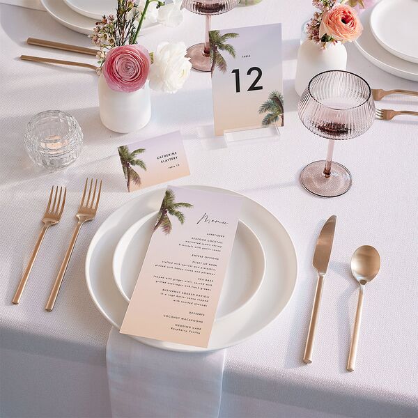 Breezy Palm Trees Table Numbers Sheer Lilac Signature