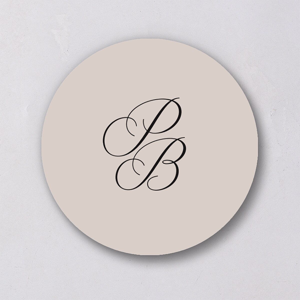 Vintage Script Wedding Stickers Midnight Circle