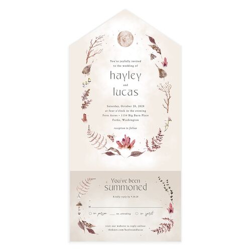 Crystal Forest All-in-One Wedding Invitations Champagne Signature Light Both Recipient and Return Addresses No