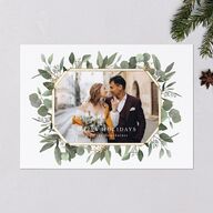 Holiday Eucalyptus Holiday Cards Pure White Signature Blank Landscape Standard