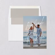 Modern Script Names Save The Date Cards Shadow Gray Signature smooth Blank No Standard