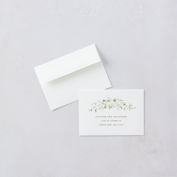 Timeless Floral Response Card Envelopes White Thyme Return Address Signature Standard