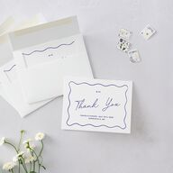 Hand Drawn Wavy Border Thank You Cards Sapphire