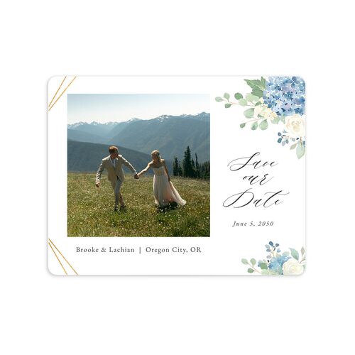 Elegant Hydrangea Save The Date Magnets Dusty Blue Magnet Paper
