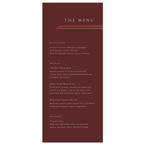 Double Frame Menus Rose Gold Merlot Signature