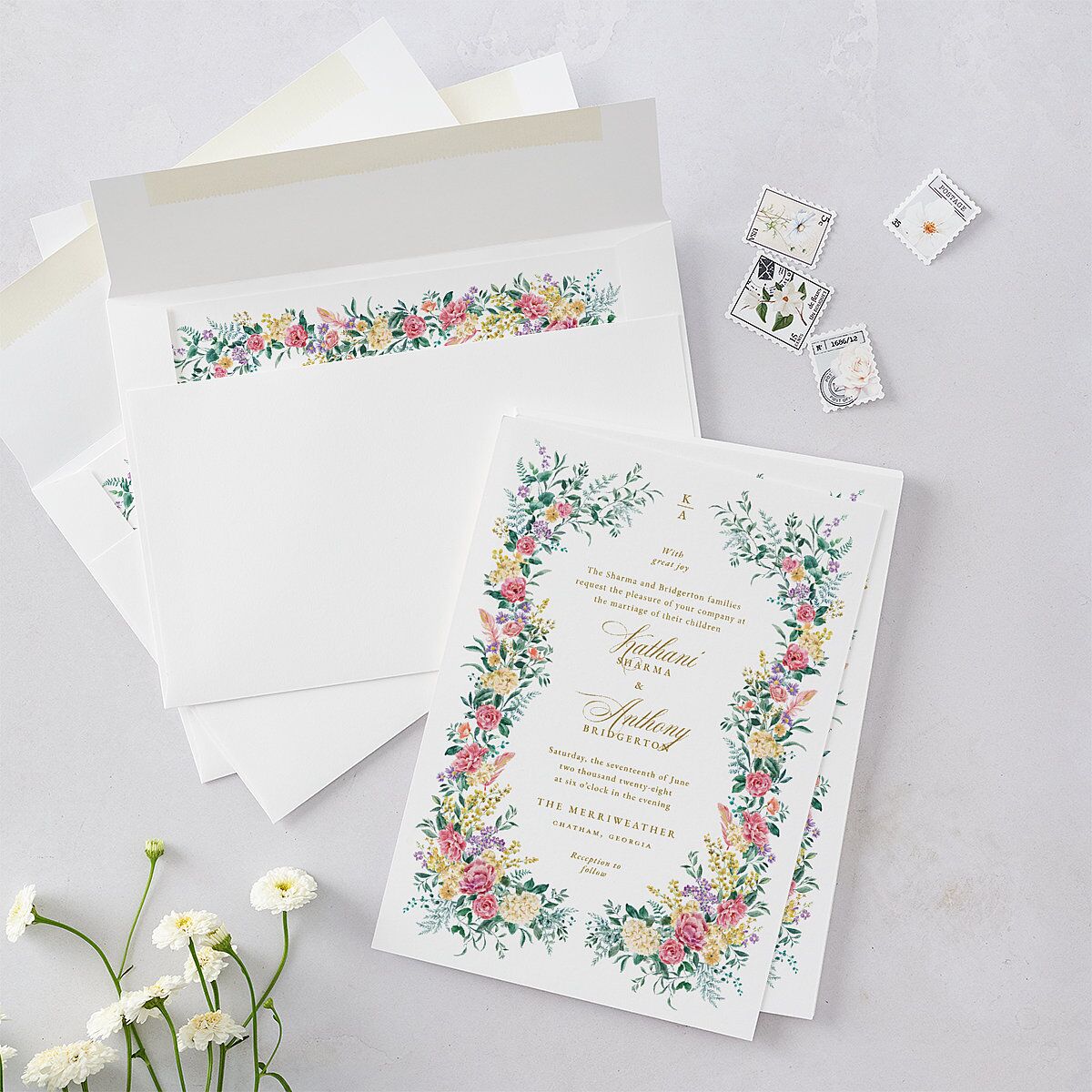 Glamorous Regency Garden Wedding Invitations by Bridgerton — view 4