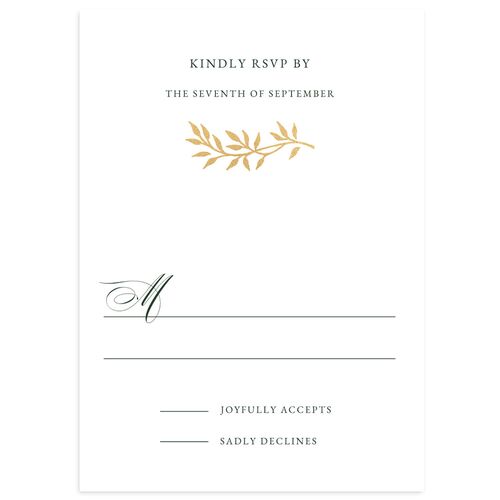 Formal Crest Wedding Response Cards Gold Hunter Green Signature Standard