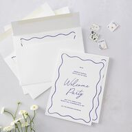 Hand Drawn Wavy Border Rehearsal Dinner Invitations Sapphire Signature Blank Standard