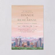 Scenic Denver Colorado Rehearsal Dinner Invitations Peach Pink Signature Blank