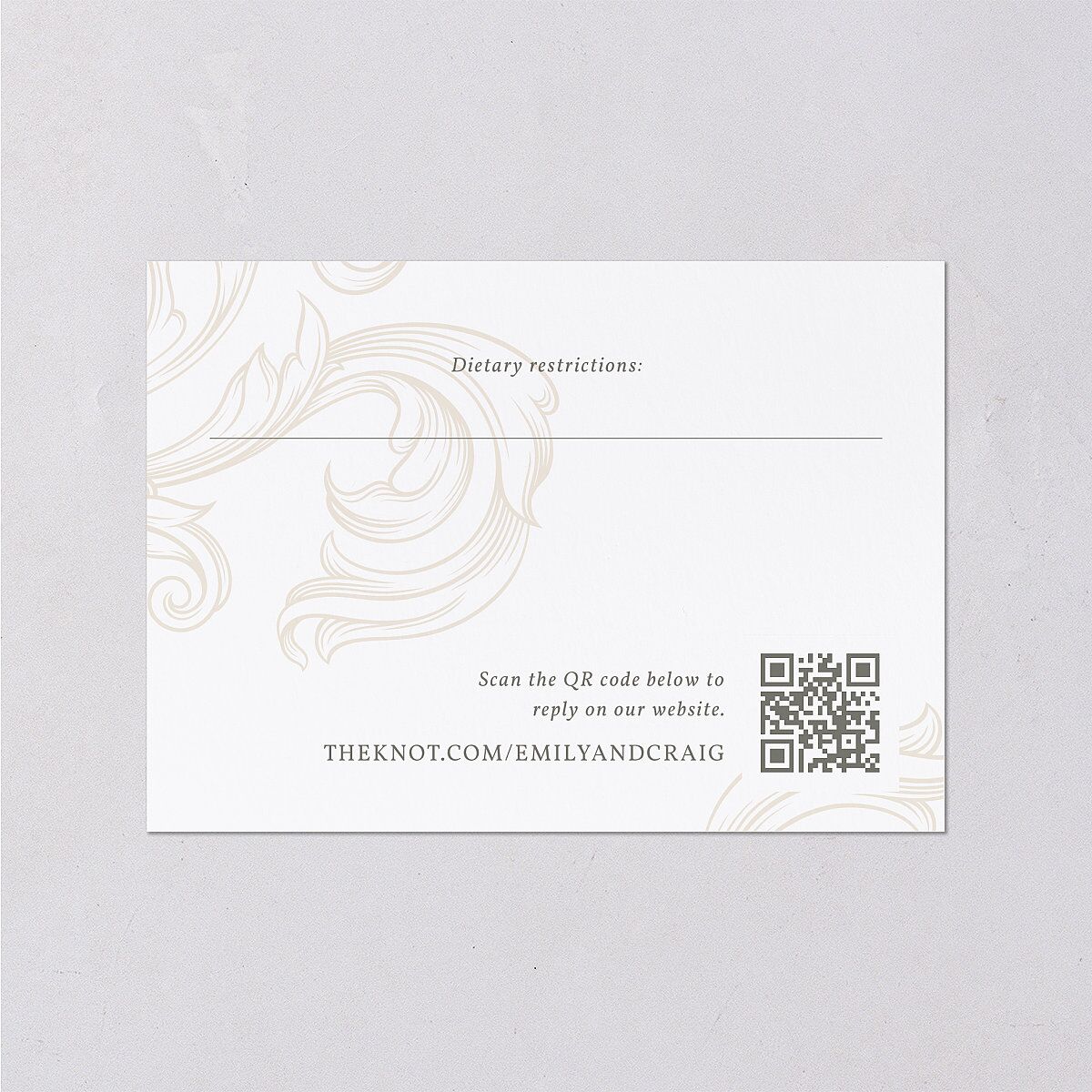 Vintage Regency Monogram Frame Wedding Response Cards Pure White Signature Standard