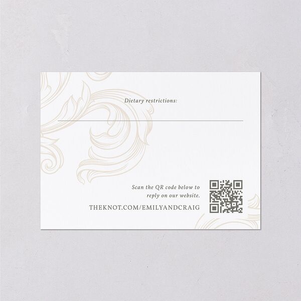 Vintage Regency Monogram Frame Wedding Response Cards Pure White Signature Standard