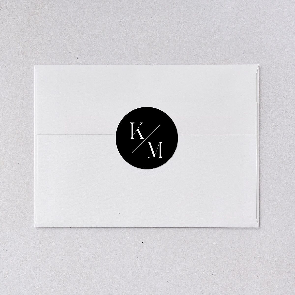 Monogram Slant Wedding Stickers Licorice Circle