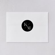 Monogram Slant Wedding Stickers Licorice Circle