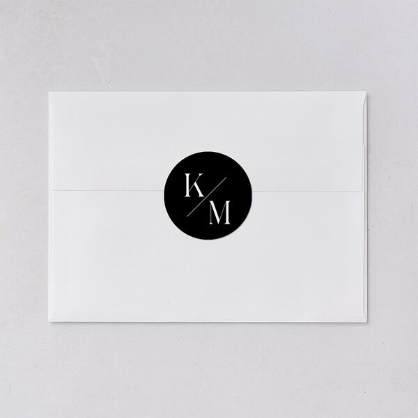 Monogram Slant Wedding Stickers Licorice Circle
