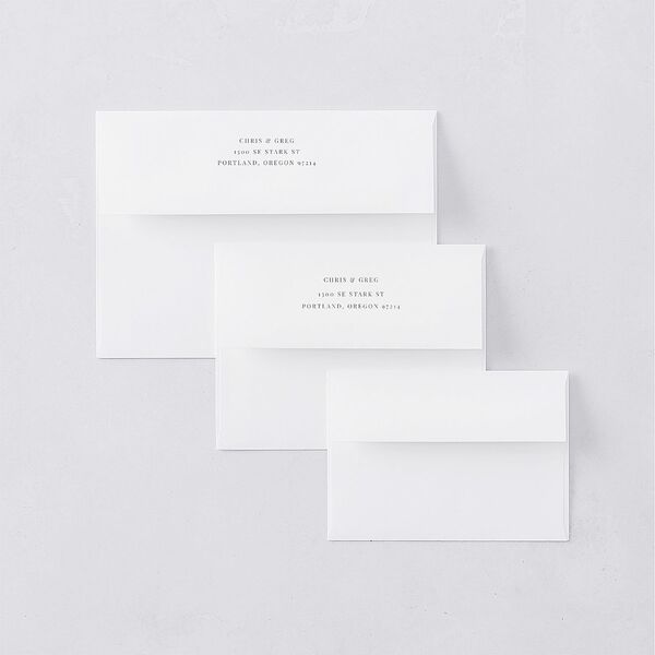 Romantic Calligraphy Bridal Shower Invitation Envelopes White Silver Both Recipient and Return Addresses Signature Standard