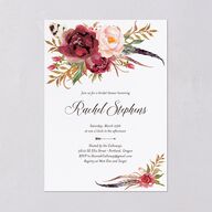 Bohemian Floral Bridal Shower Invitations Merlot Signature Blank Standard
