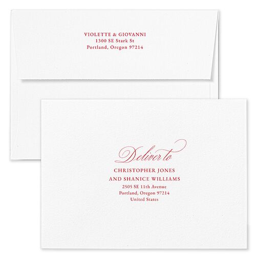 Elegant Classic Wedding Invitation Envelopes Kraft Ruby Return Address Standard Signature