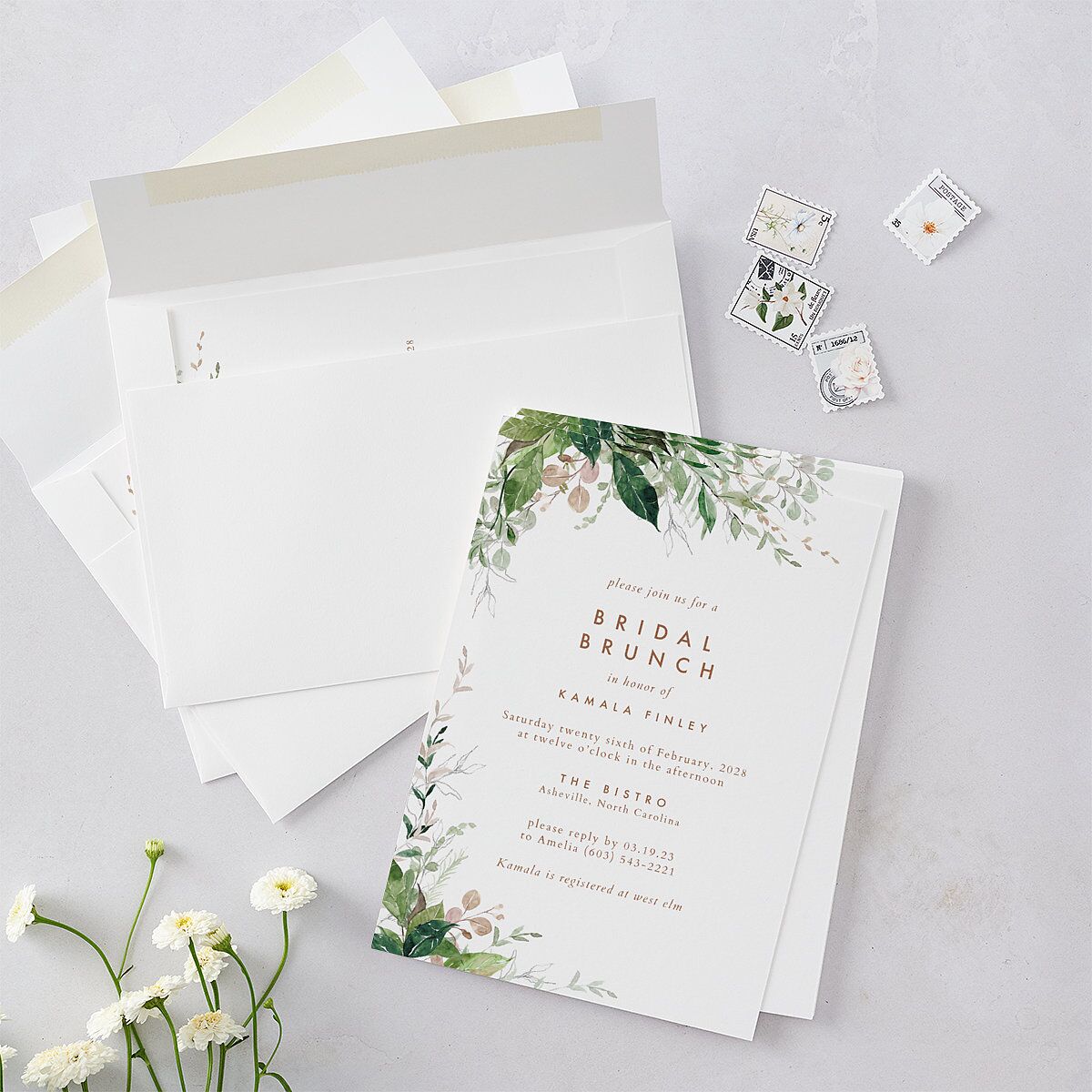 Wild Vines Bridal Shower Invitations Soft Pink Signature Blank Standard