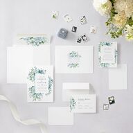 In Bloom Wedding Invitations Moody Blue Signature Blank No Standard