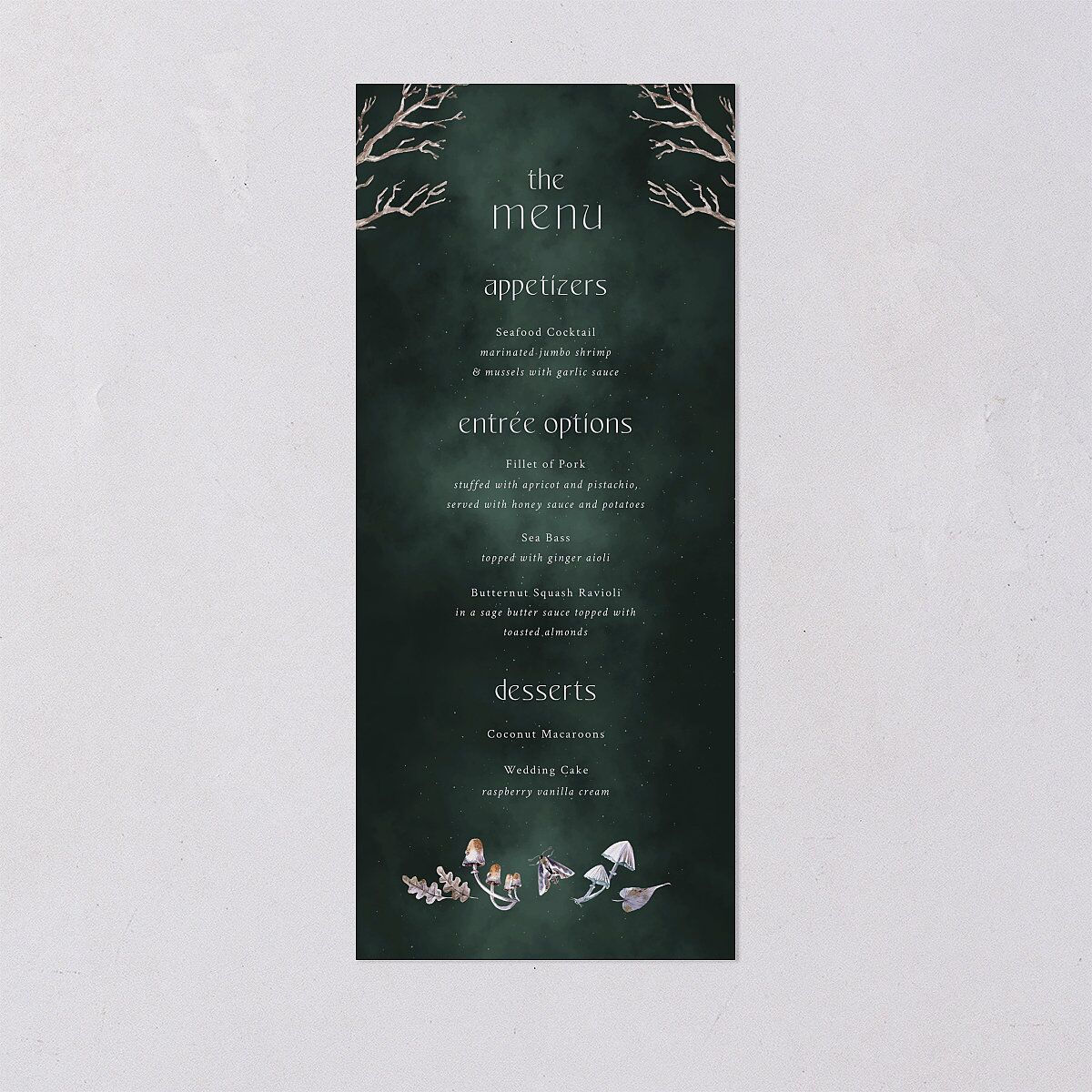 Crystal Forest Menus Hunter Green Signature