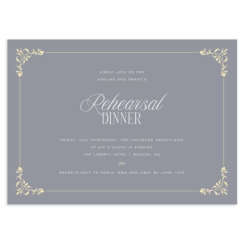 Old Money Rehearsal Dinner Invitations Dusty Blue Signature Blank Standard