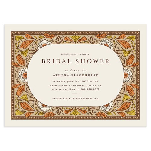 Intricate Vintage Bridal Shower Invitations Tan Signature Blank Standard