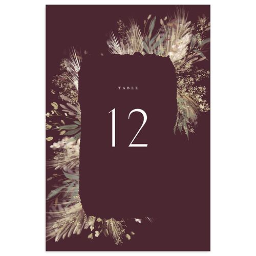 Ethereal Pampas Table Numbers Gold Burgundy Signature