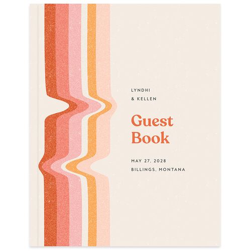 Groovy Lines Guest Books Coral Pink