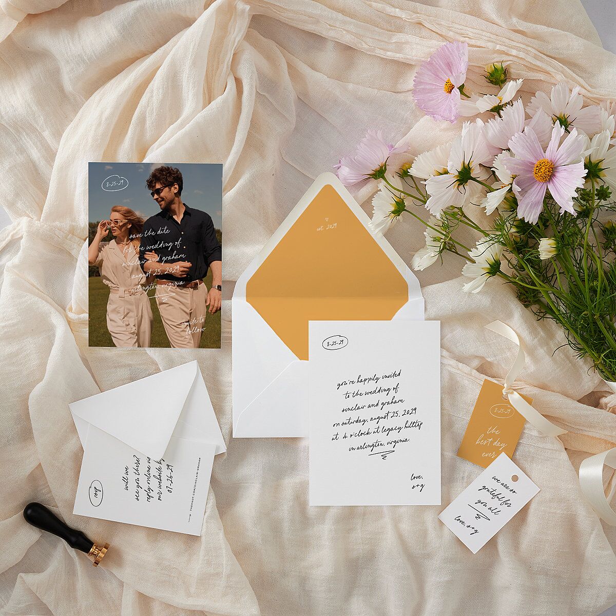 Sunny Day Modern Script Euro Envelope Liners Pure White Luxe