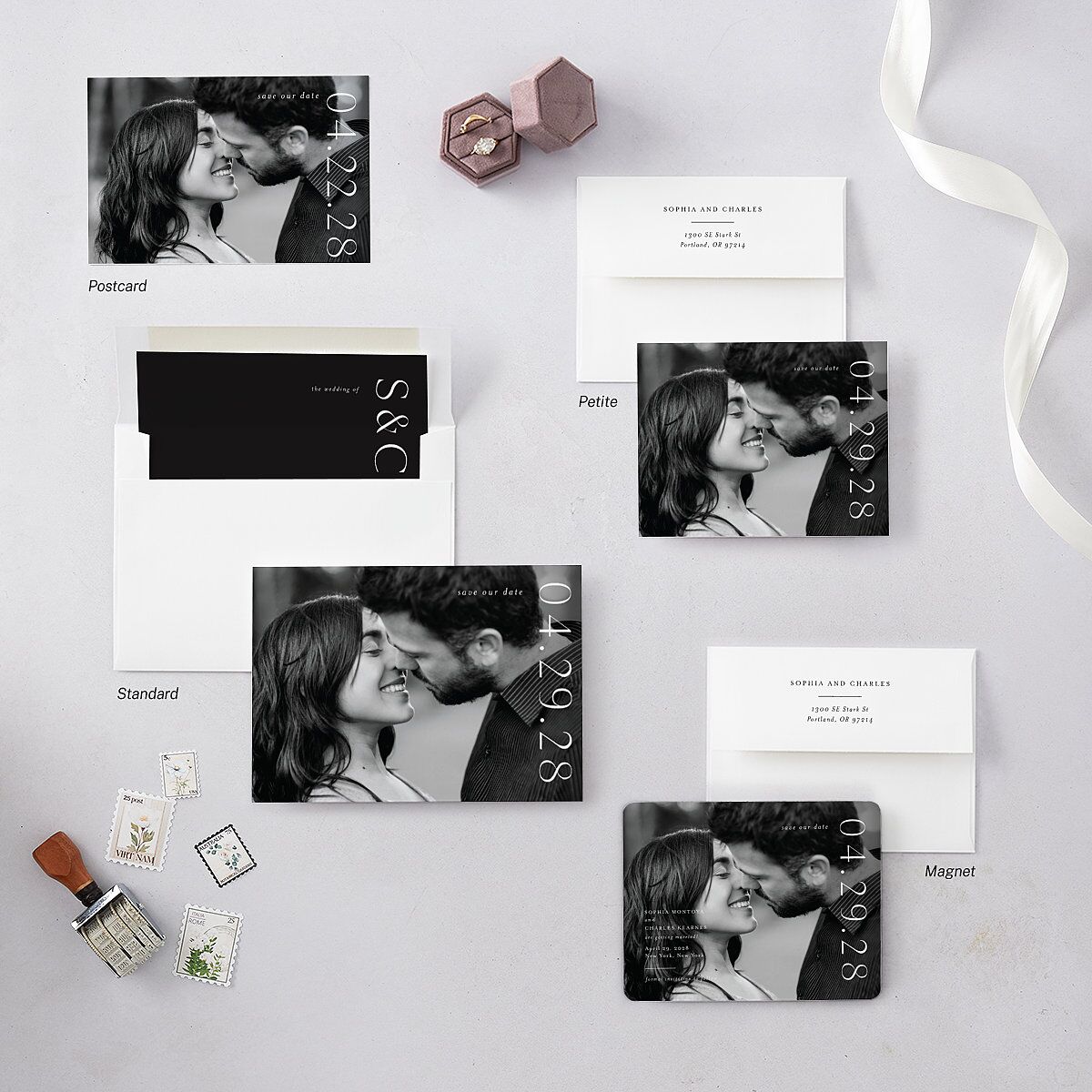 Timeless Elegance Save The Date Cards Midnight Signature smooth Blank No Standard