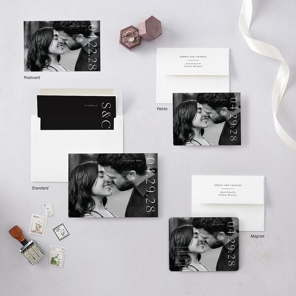 Timeless Elegance Save The Date Cards Midnight Signature smooth Blank No Standard