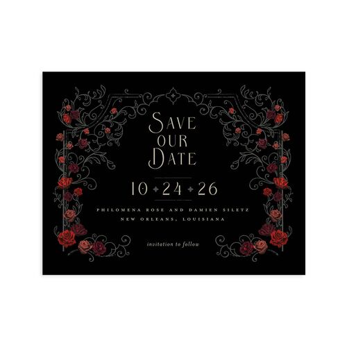 Gothic Gate Save the Date Petite Cards Licorice Signature smooth Blank No Standard