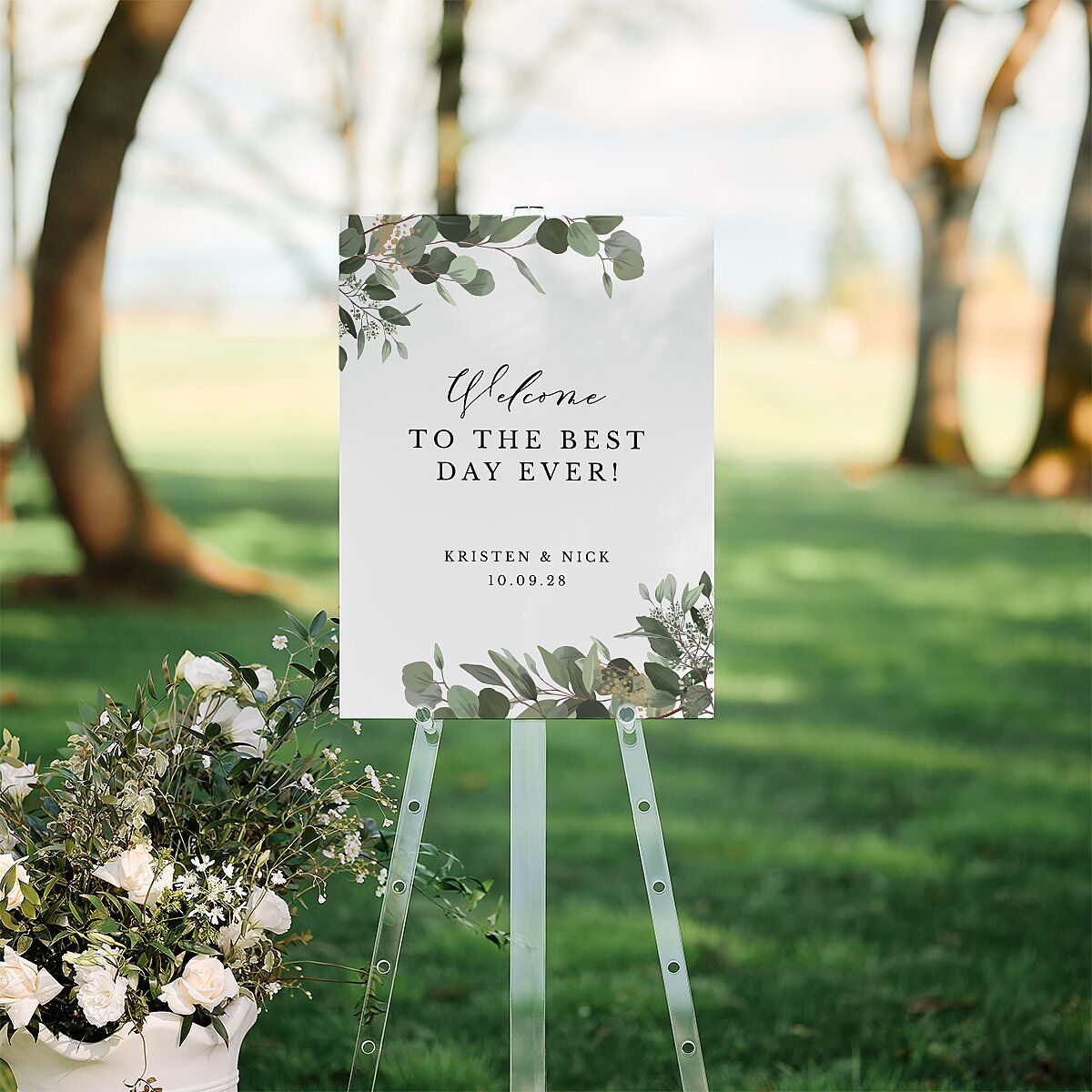 Eucalyptus Frame Standard Welcome Sign Medium Pure White Standard Indoor Foam Core M Welcome