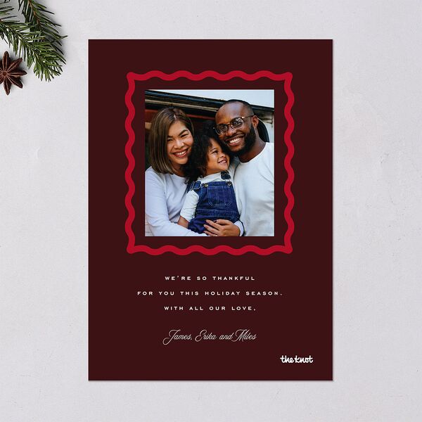 Most Wonderful Greeting Holiday Cards Maroon Signature Blank Standard