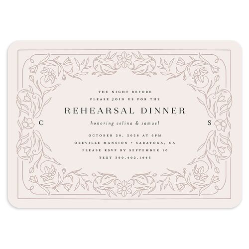 Floral Opulence Rehearsal Dinner Invitations Blossom Signature Blank Rounded