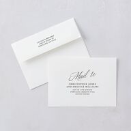 Technicolor Calligraphy Photo Save The Date Card Envelopes White Pure White Both Recipient and Return Addresses Signature Standard